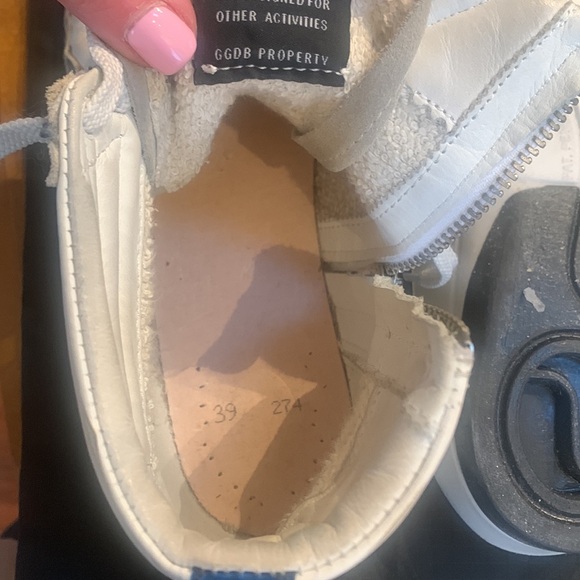 Golden Goose White and Blue Sneakers High-Top Casual - Picture 9 of 10